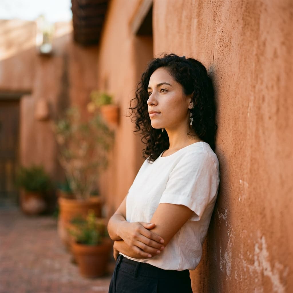 Mujer reflexionando sobre finanzas y emociones